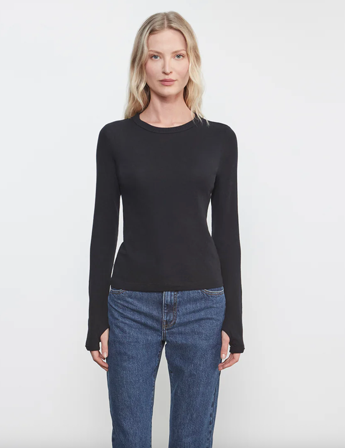 Cashmere New Classic L/S Crew - Black by Enza Costa | 25 South Boutiques