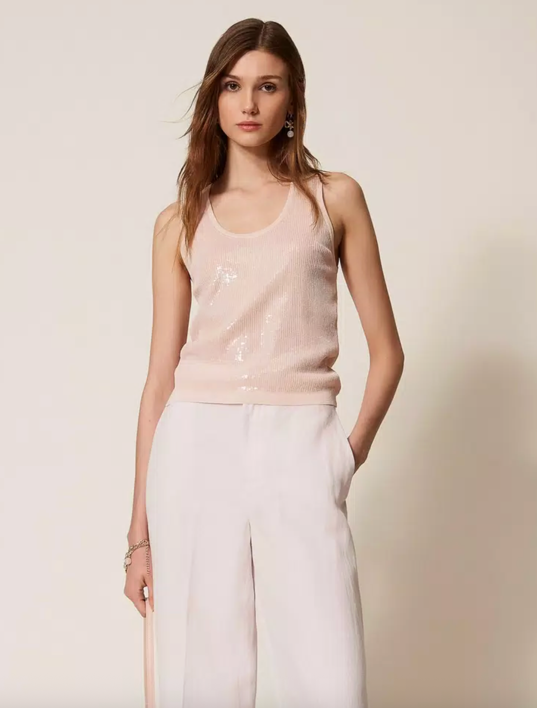 Sequin Knit Top - Pink Sand by Twinset | 25 South Boutiques