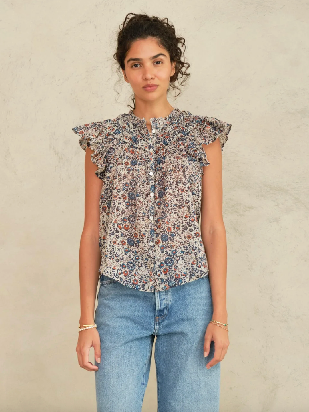 Cass Frill Top - Indigo Rust by M.A.B.E | 25 South Boutiques