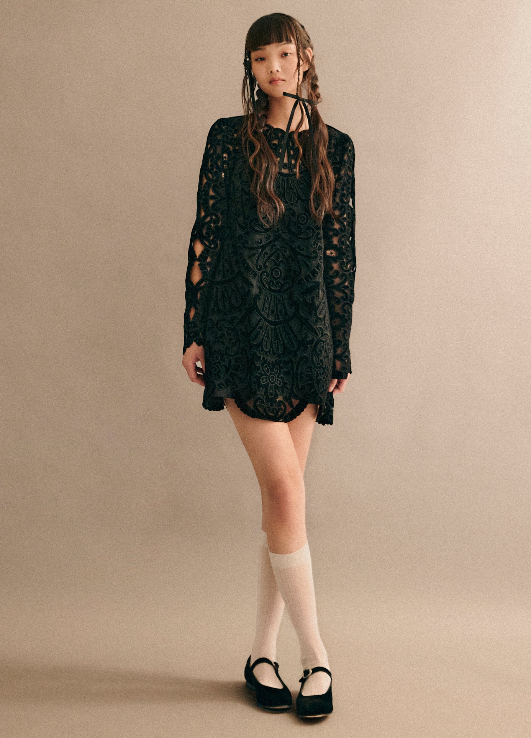 Dana Long Sleeve Dress - Black by Sea NY — view 6
