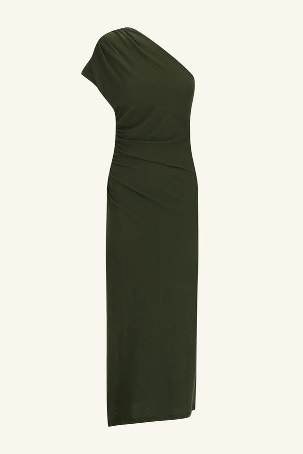 Beau Asymmetrical Midi Dress - Army Green by Shona Joy — view 6