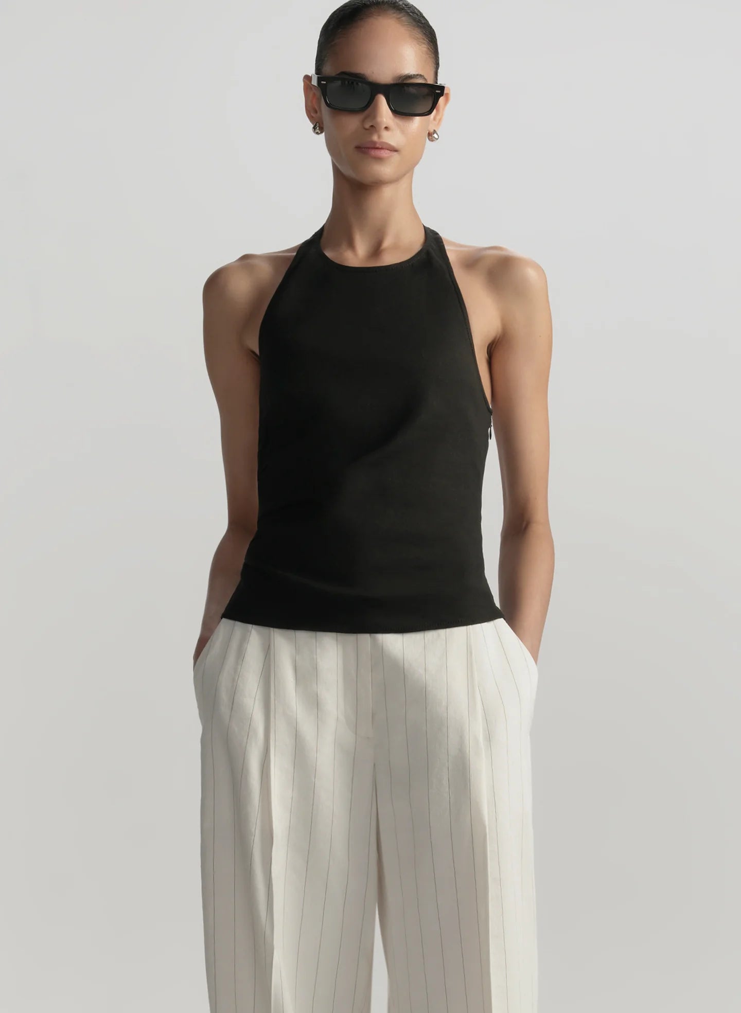 Sylvie Linen Halter Top - Black by A.L.C | 25 South Boutiques
