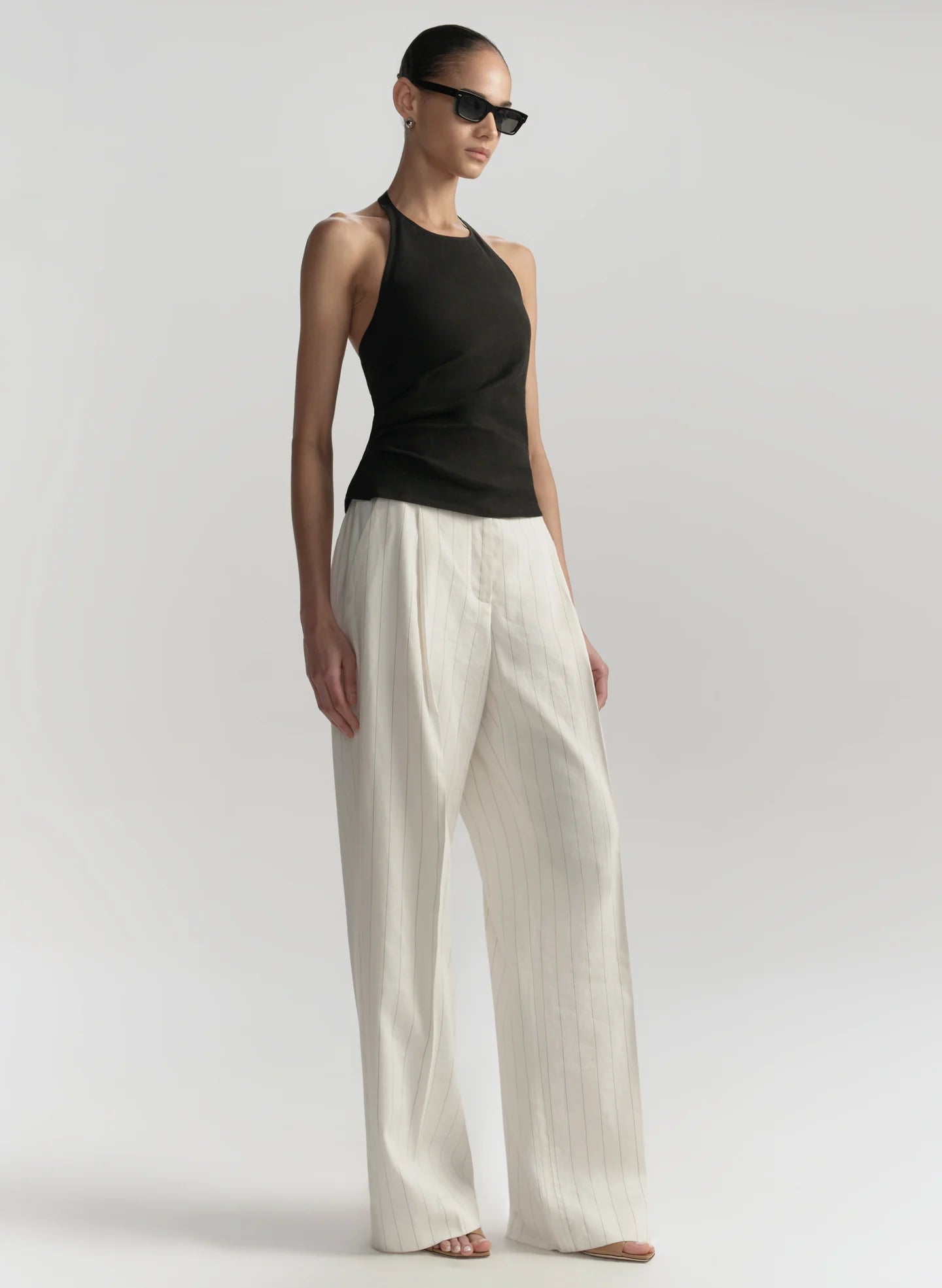 Sylvie Linen Halter Top - Black by A.L.C — view 4