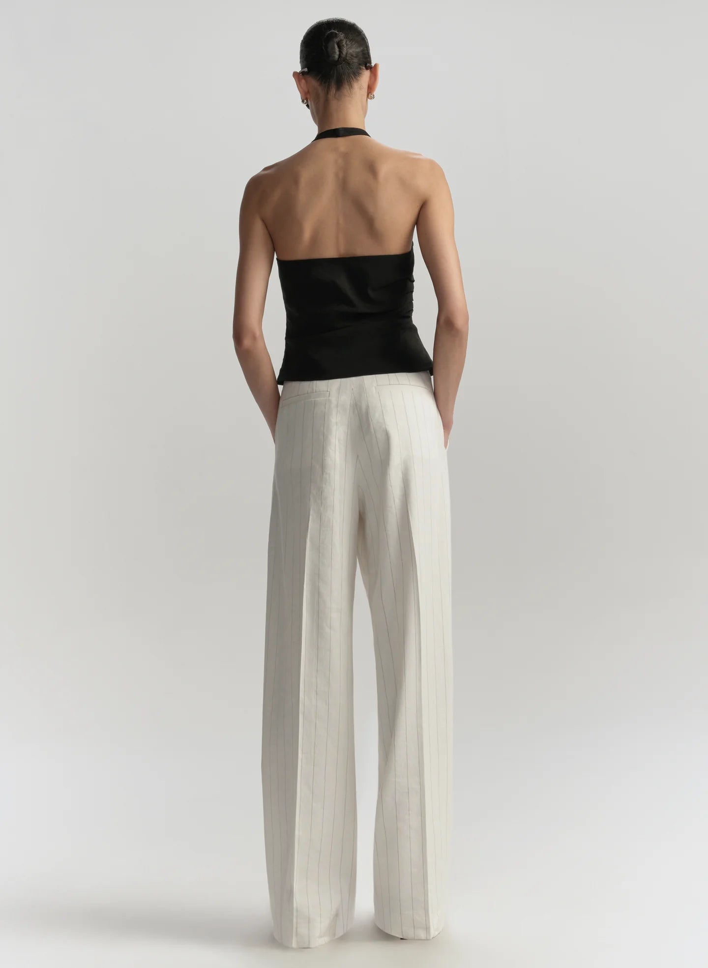 Sylvie Linen Halter Top - Black by A.L.C — view 5