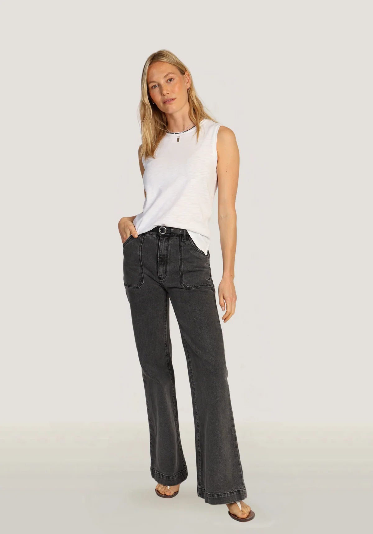 Sleeveless Modern Crew - White by Dylan — view 3