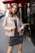 Sofia Leather Jacket - Pale Pink by Mauritius — view 3