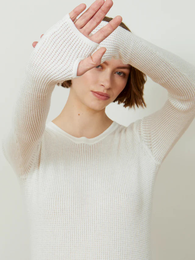 Shirttail Waffle Crew - Ivory by Margaret O'Leary — alternate view