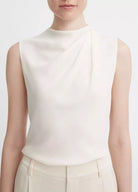 Stretch-Silk Draped Sleeveless Blouse - Chiffon by Vince — alternate view