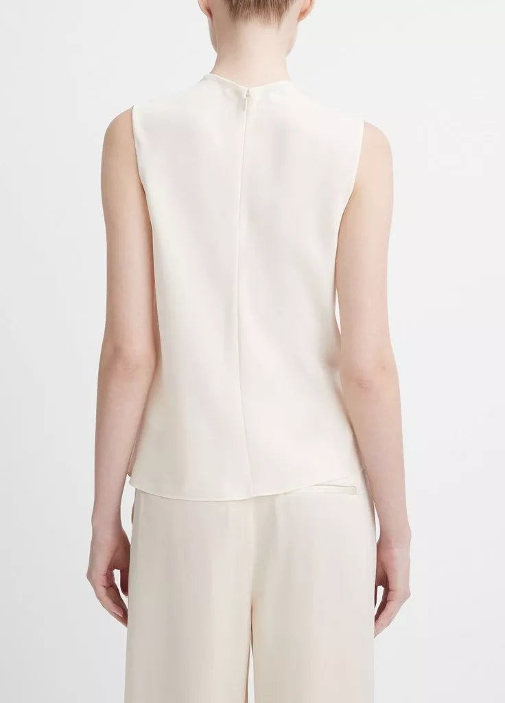 Stretch-Silk Draped Sleeveless Blouse - Chiffon by Vince — view 3