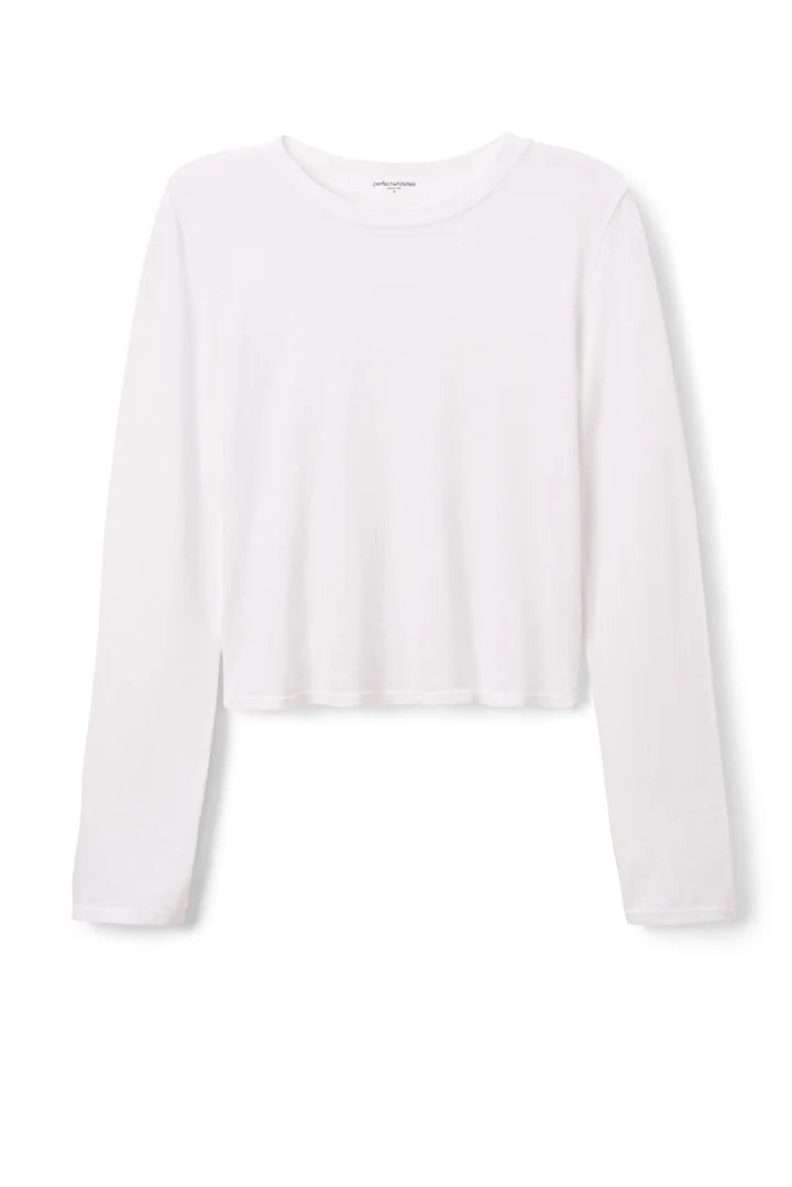 Jamie Cotton Long Sleeve Crew - White by perfectwhitetee — view 5