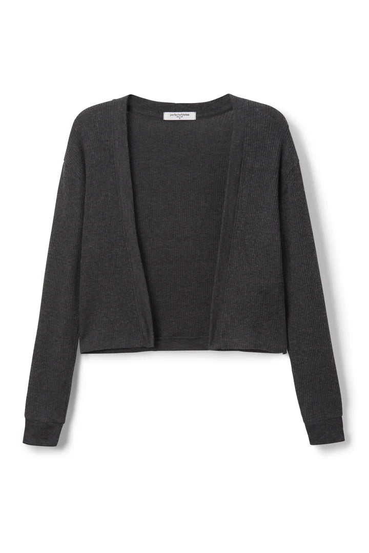 Kelsey Sweater Rib Cardigan - Charcoal by perfectwhitetee — view 4