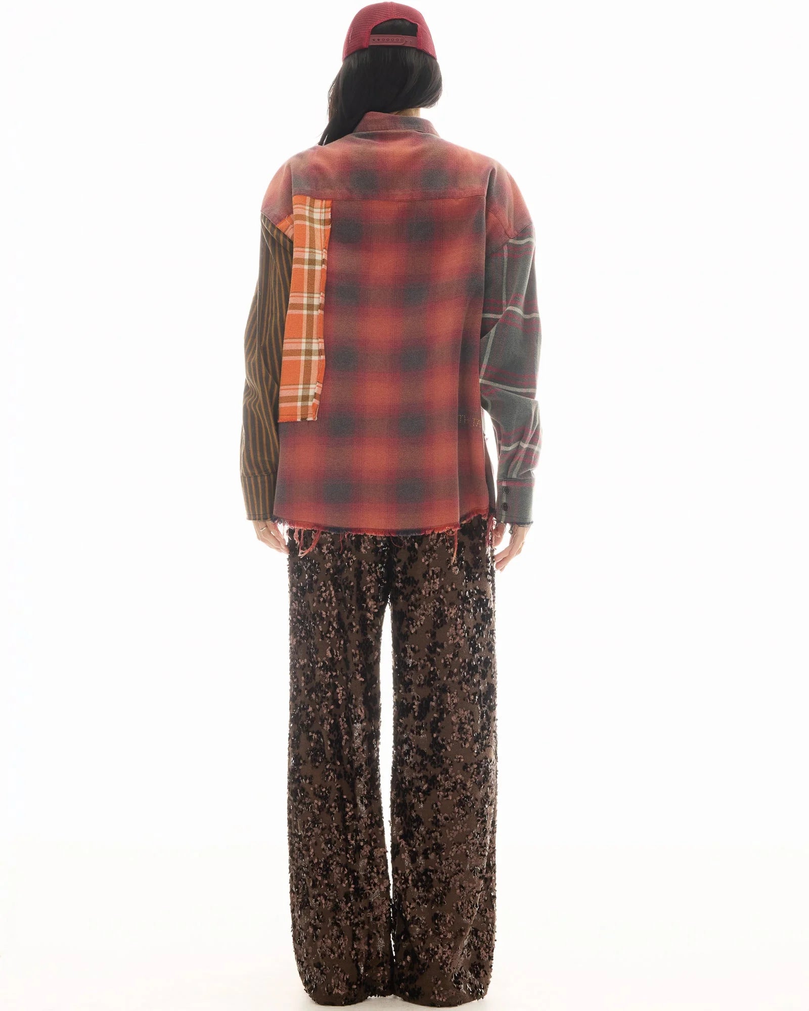 Reworked Pierced Flannel Shirt - Orange by The Tales — view 5