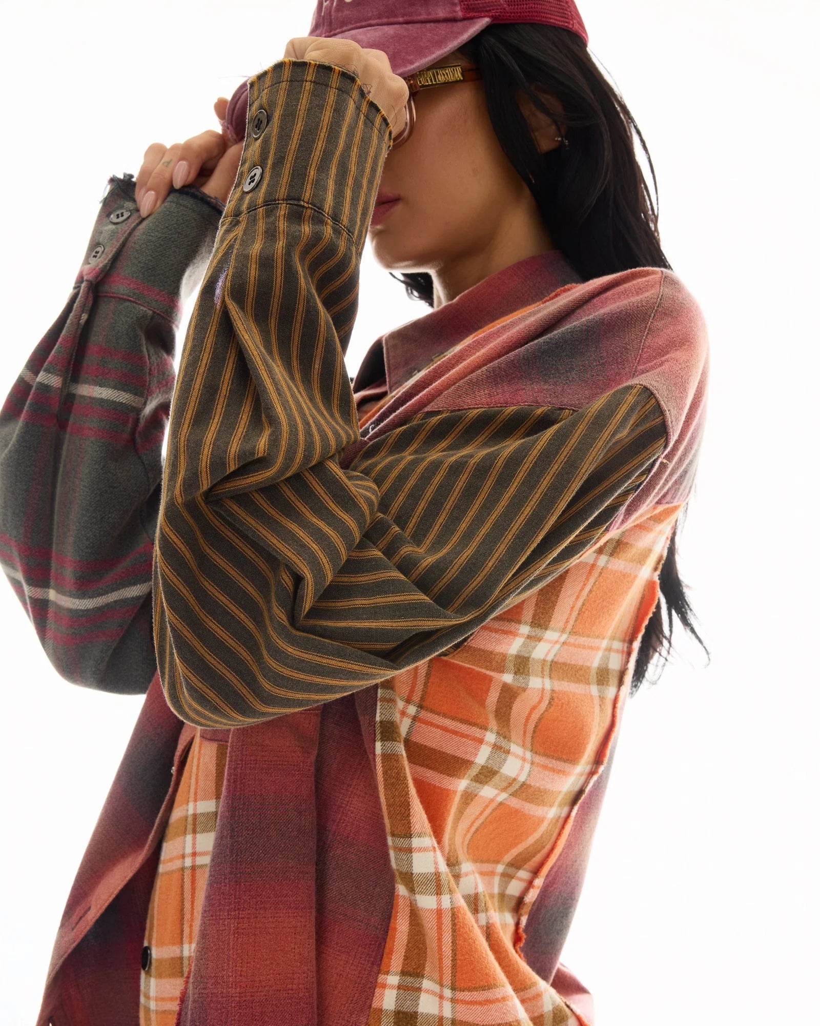 Reworked Pierced Flannel Shirt - Orange by The Tales — view 7