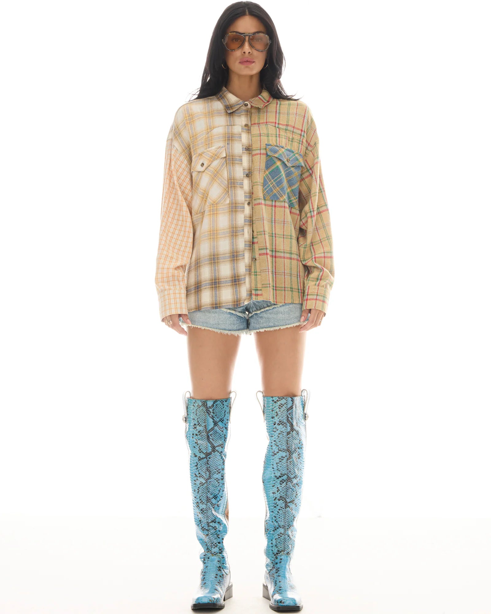 Half N Half Teddy Western Shirt - Cream by The Tales — alternate view