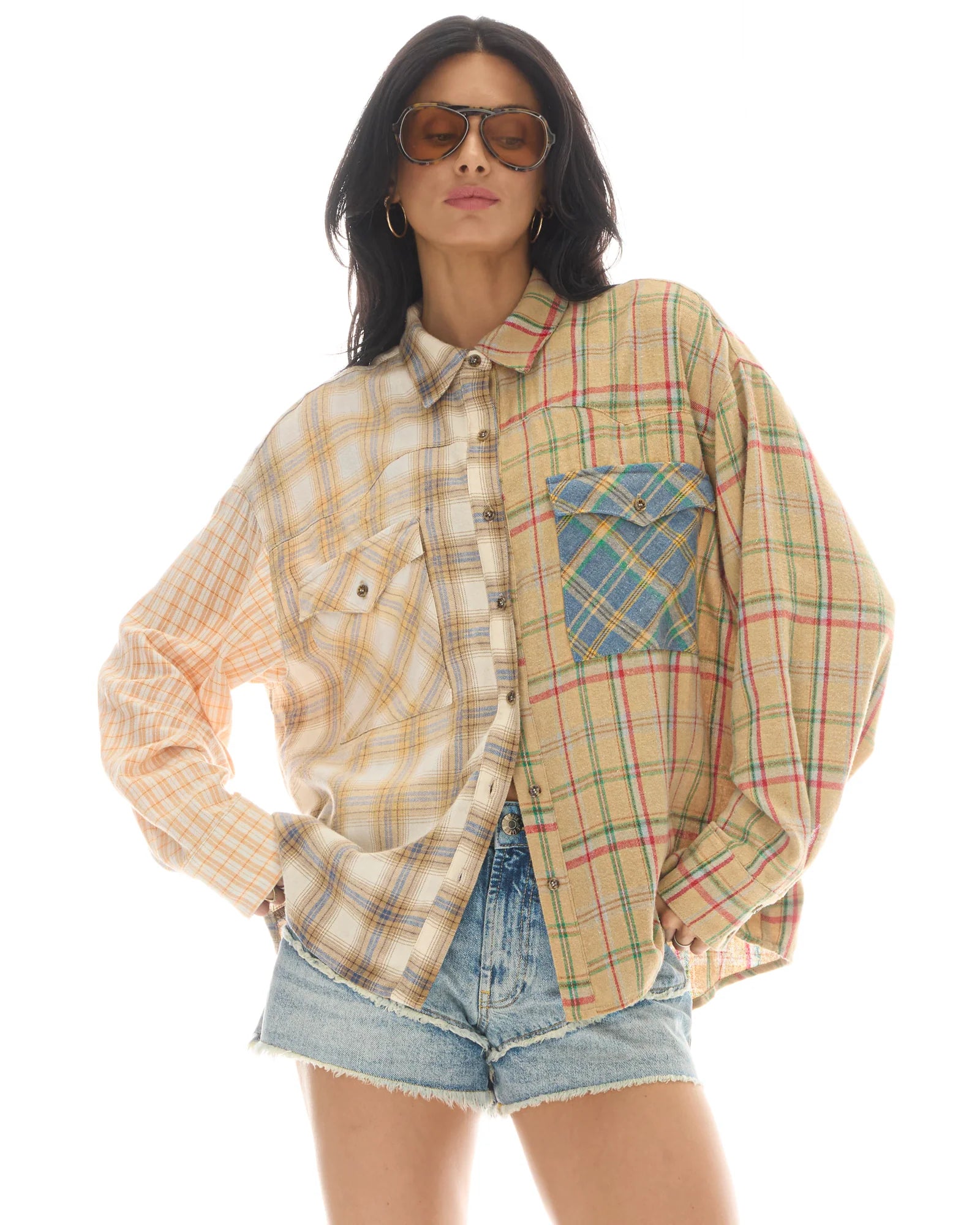 Half N Half Teddy Western Shirt - Cream by The Tales | 25 South Boutiques