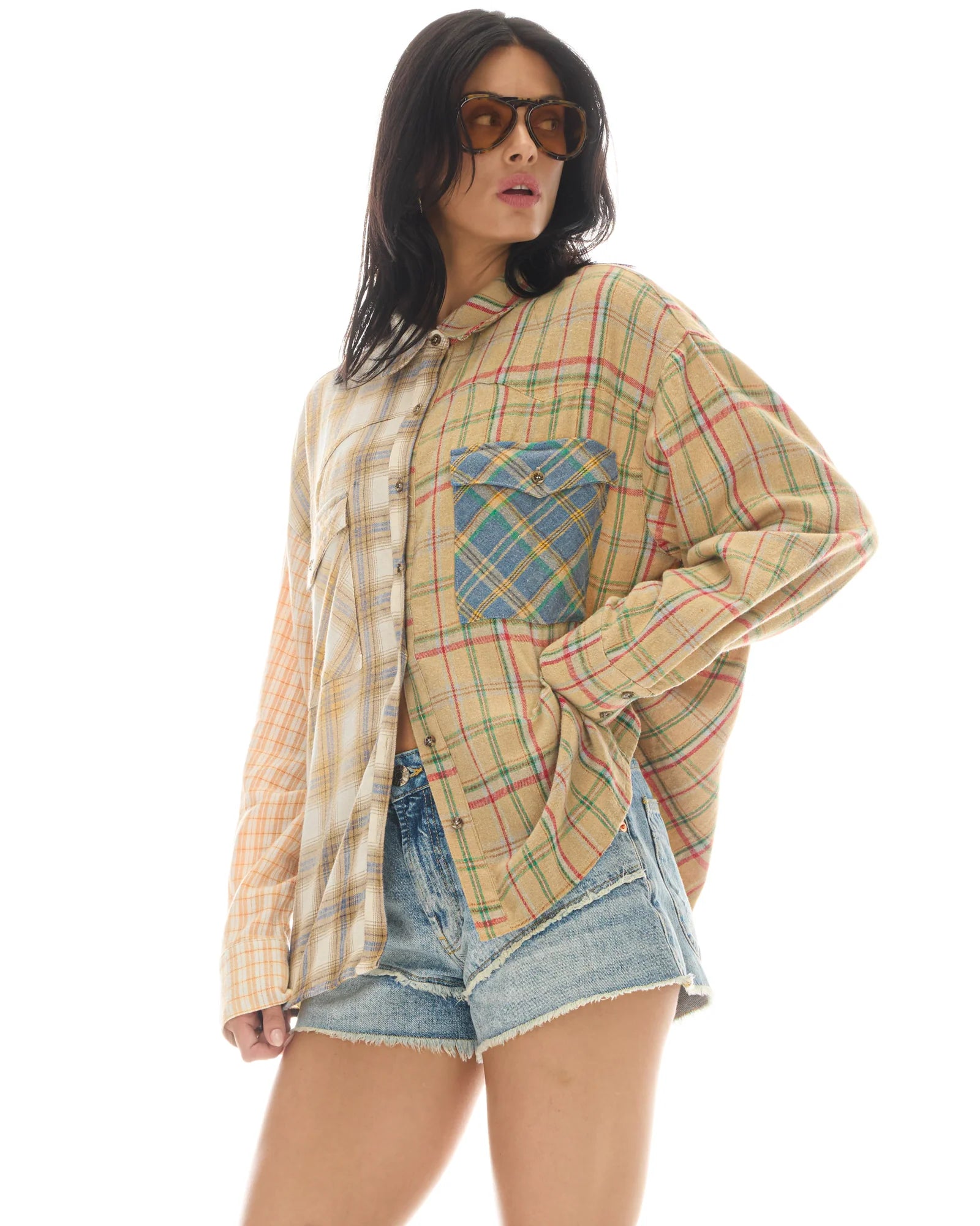 Half N Half Teddy Western Shirt - Cream by The Tales — view 3
