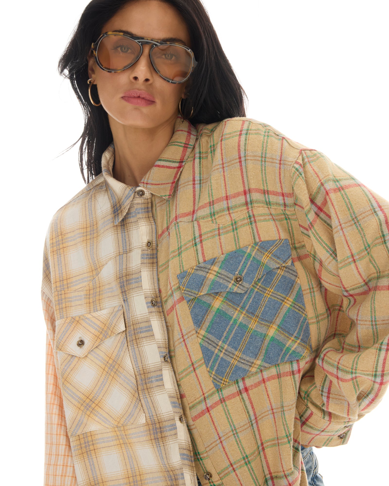 Half N Half Teddy Western Shirt - Cream by The Tales — view 5