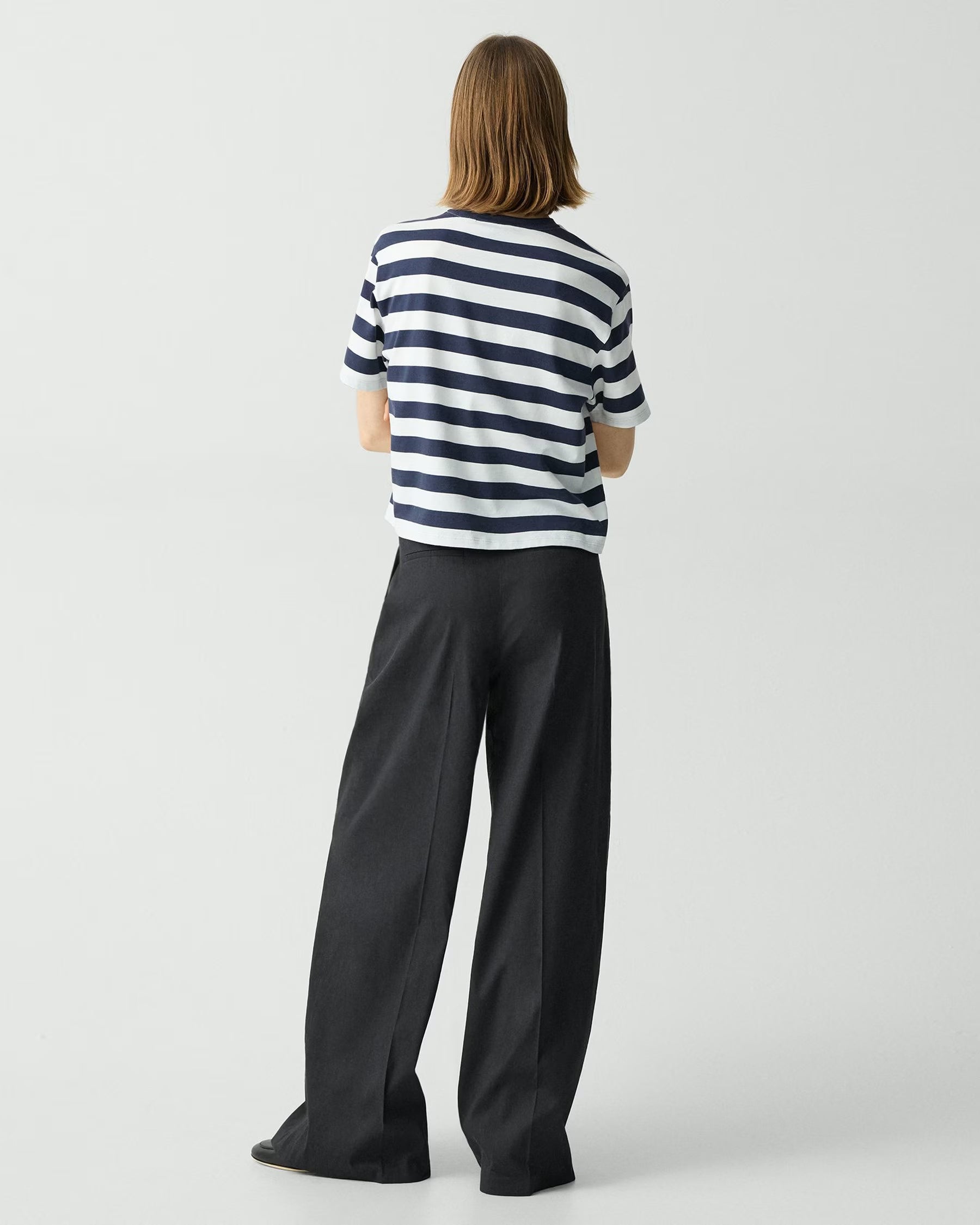 High-Waist Wide-Leg Good Linen Pant - Black by Theory — view 4