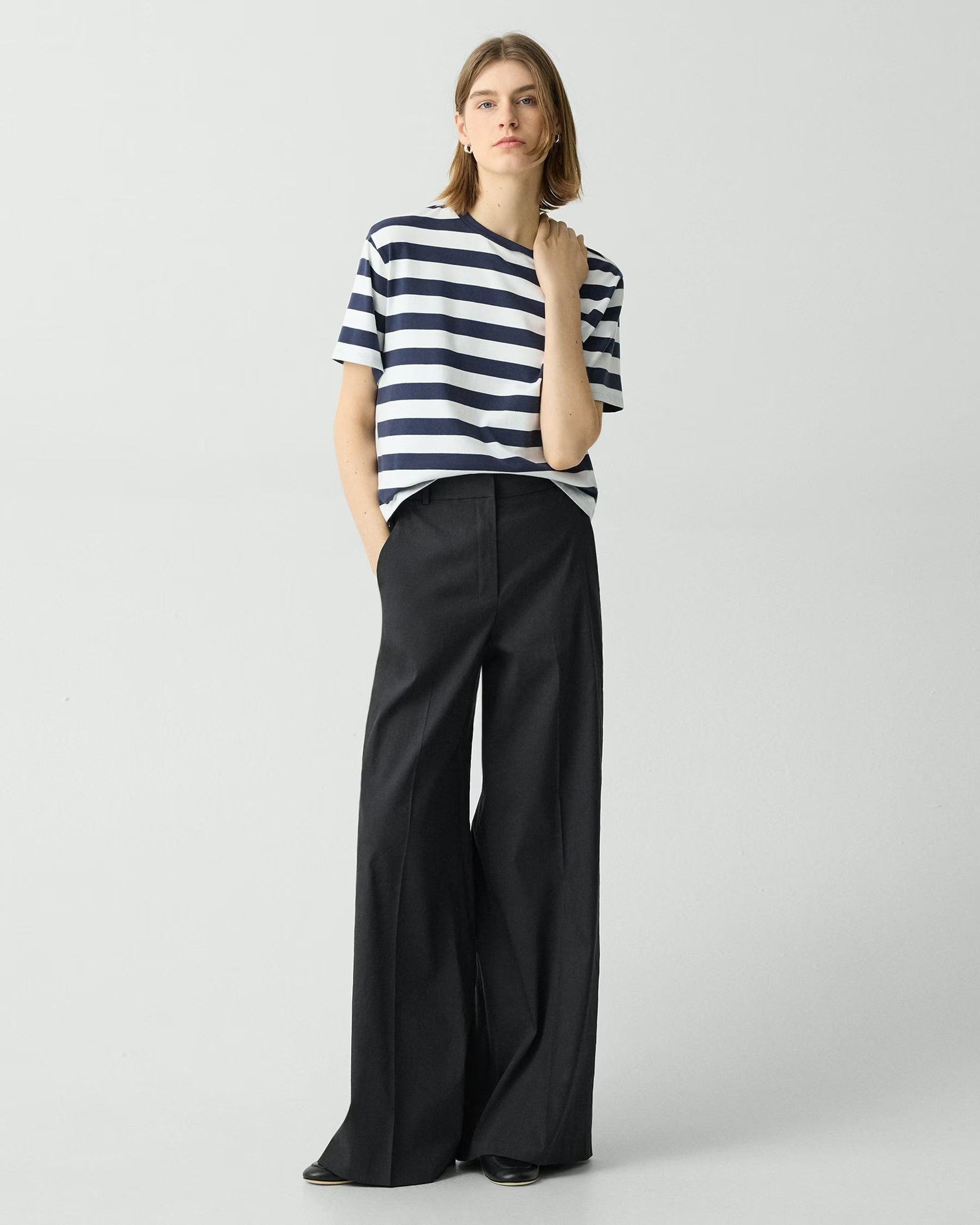 High-Waist Wide-Leg Good Linen Pant - Black by Theory | 25 South Boutiques