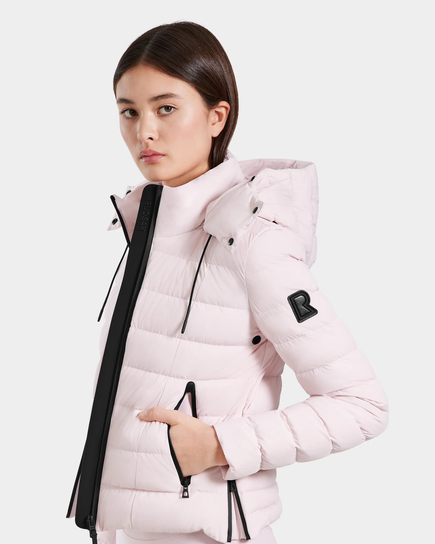 Melissa Removeable Hood Matte Lightweight Down Jacket - Pink by Rudsak — view 3