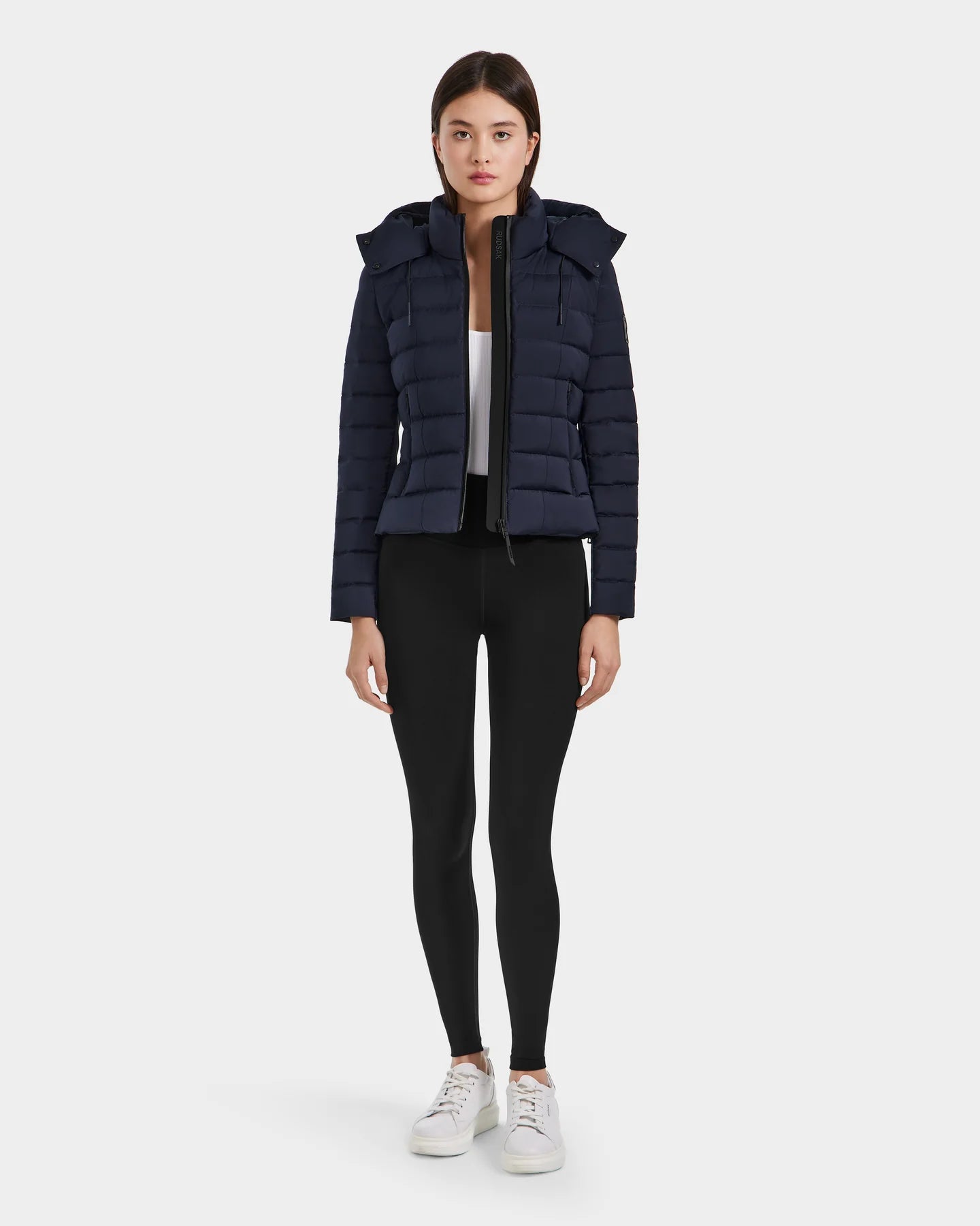 Melissa Removeable Hood Matte Lightweight Down Jacket - Navy by Rudsak — view 5