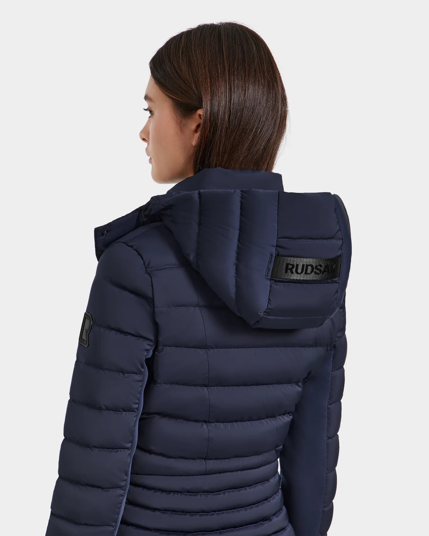 Melissa Removeable Hood Matte Lightweight Down Jacket - Navy by Rudsak — view 3