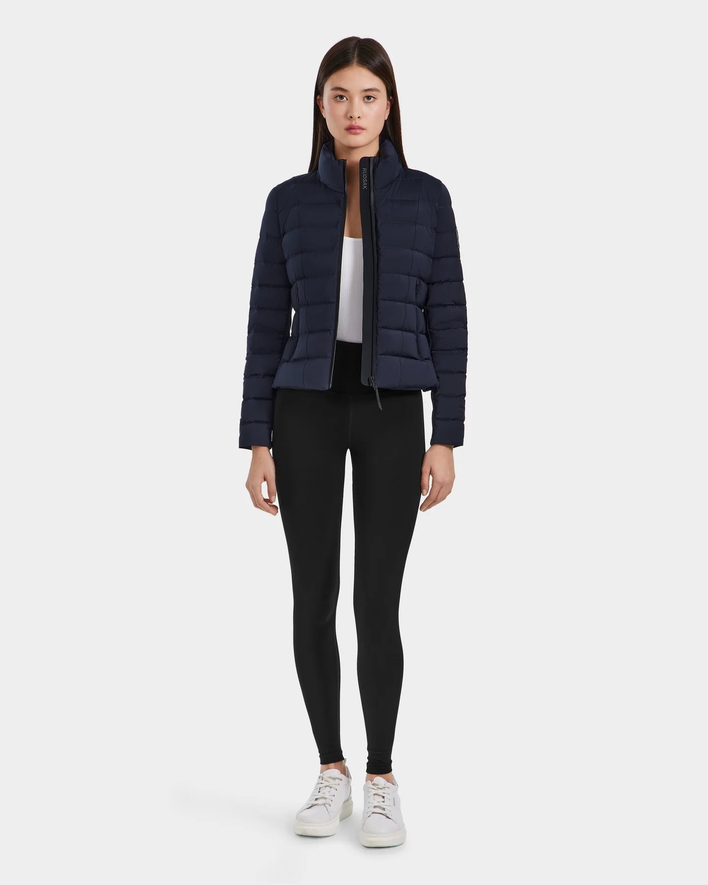 Melissa Removeable Hood Matte Lightweight Down Jacket - Navy by Rudsak — view 4