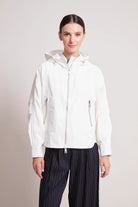 Taika Hooded Raglan Jacket - White by Adroit Atelier — view 4