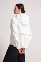 Taika Hooded Raglan Jacket - White by Adroit Atelier — alternate view