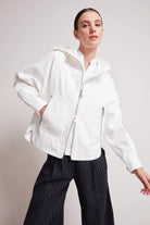 Taika Hooded Raglan Jacket - White by Adroit Atelier | 25 South Boutiques
