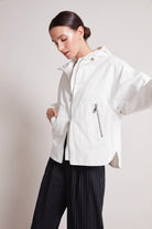 Taika Hooded Raglan Jacket - White by Adroit Atelier — view 3