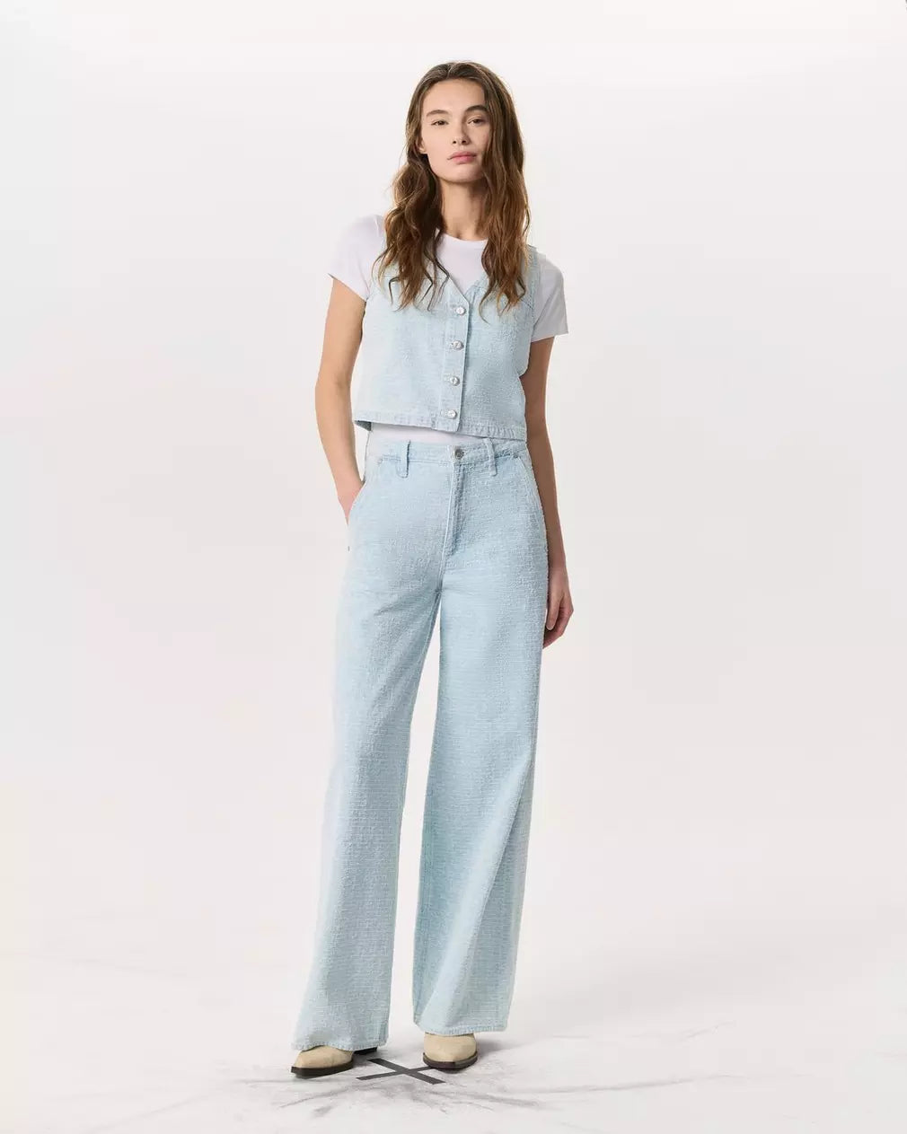 Sofie Tailored Textured Wide-Leg Jean - Sky Blue Tweed by Rag & Bone | 25 South Boutiques