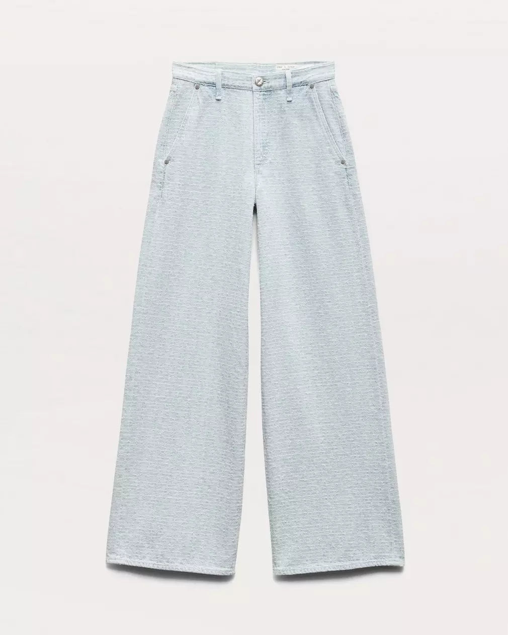 Sofie Tailored Textured Wide-Leg Jean - Sky Blue Tweed by Rag & Bone — view 5