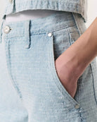 Sofie Tailored Textured Wide-Leg Jean - Sky Blue Tweed by Rag & Bone — view 3