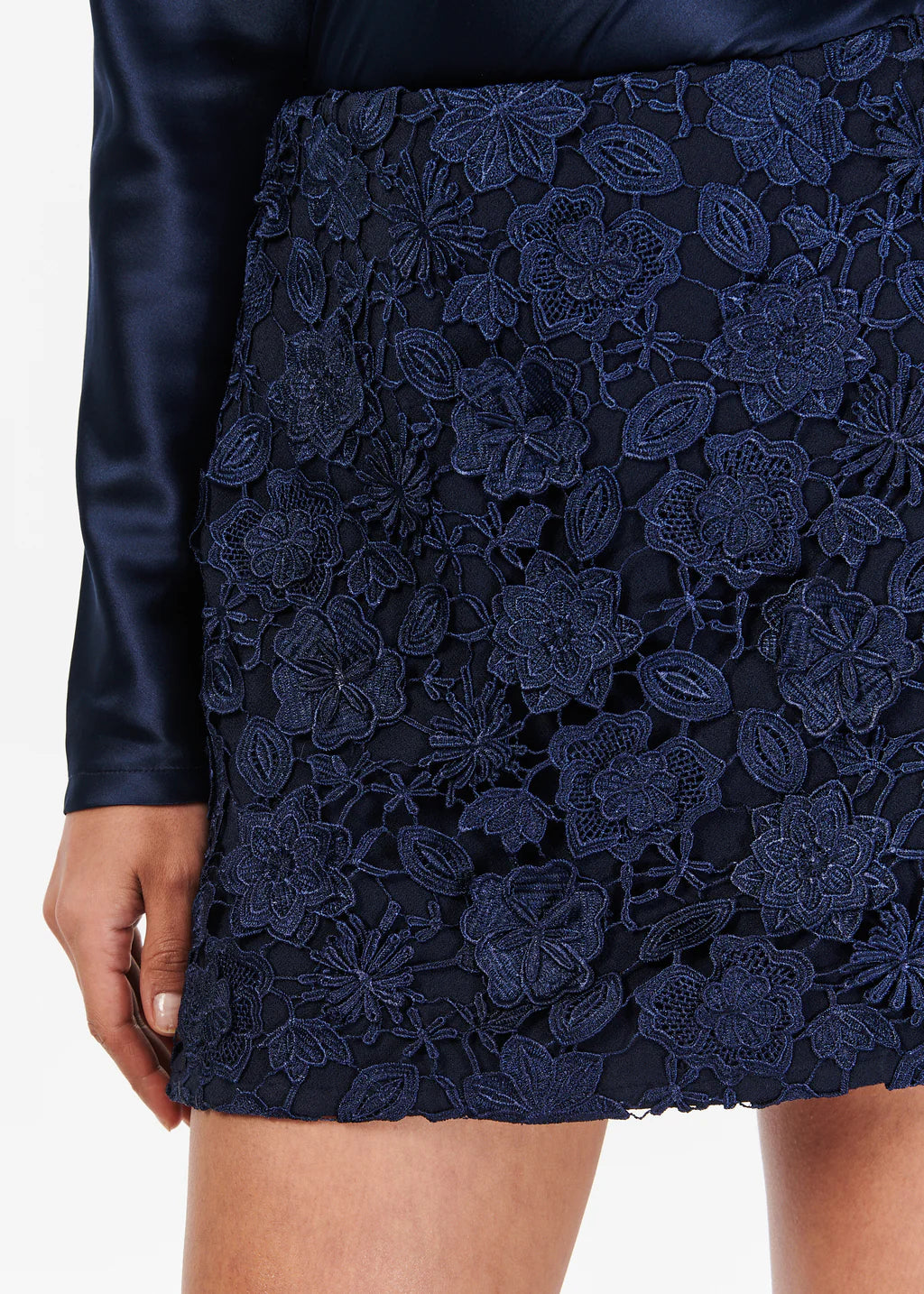 Florcienta Lace Mini Skirt - Navy by Cami NYC — view 4