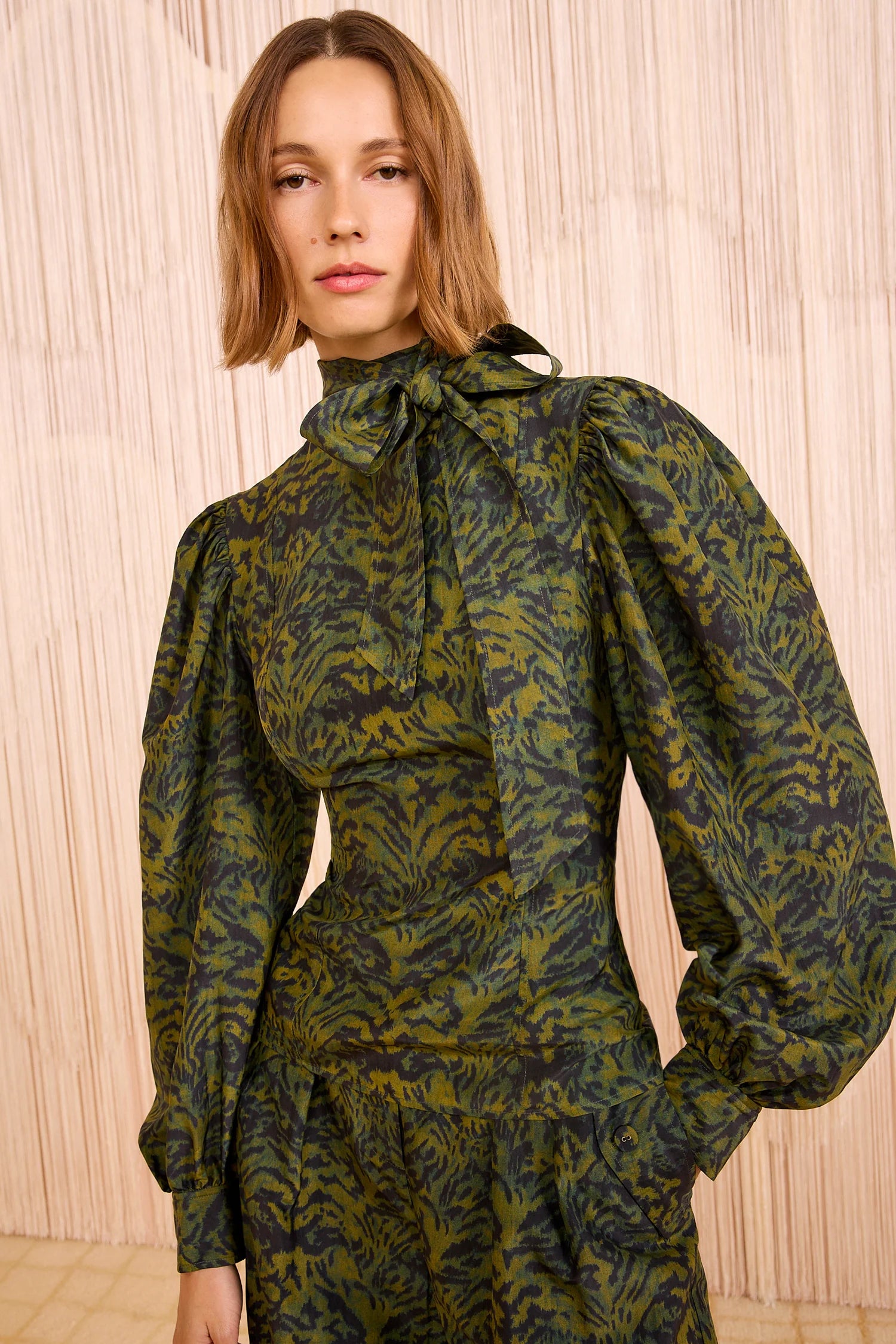 Giorgia Silk Neck Tie Blouse - Desert Jasper by Ulla Johnson | 25 South Boutiques