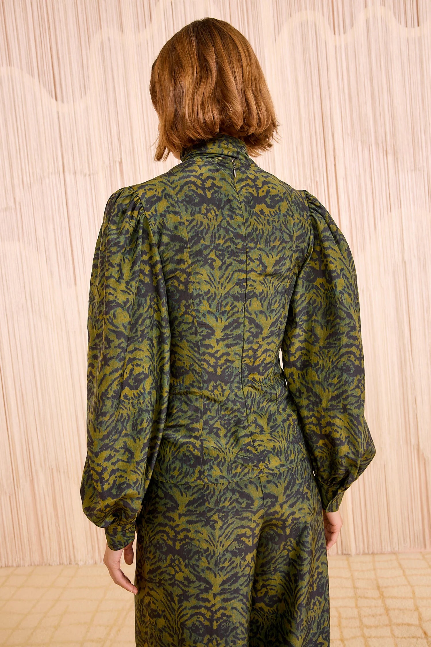 Giorgia Silk Neck Tie Blouse - Desert Jasper by Ulla Johnson — view 4