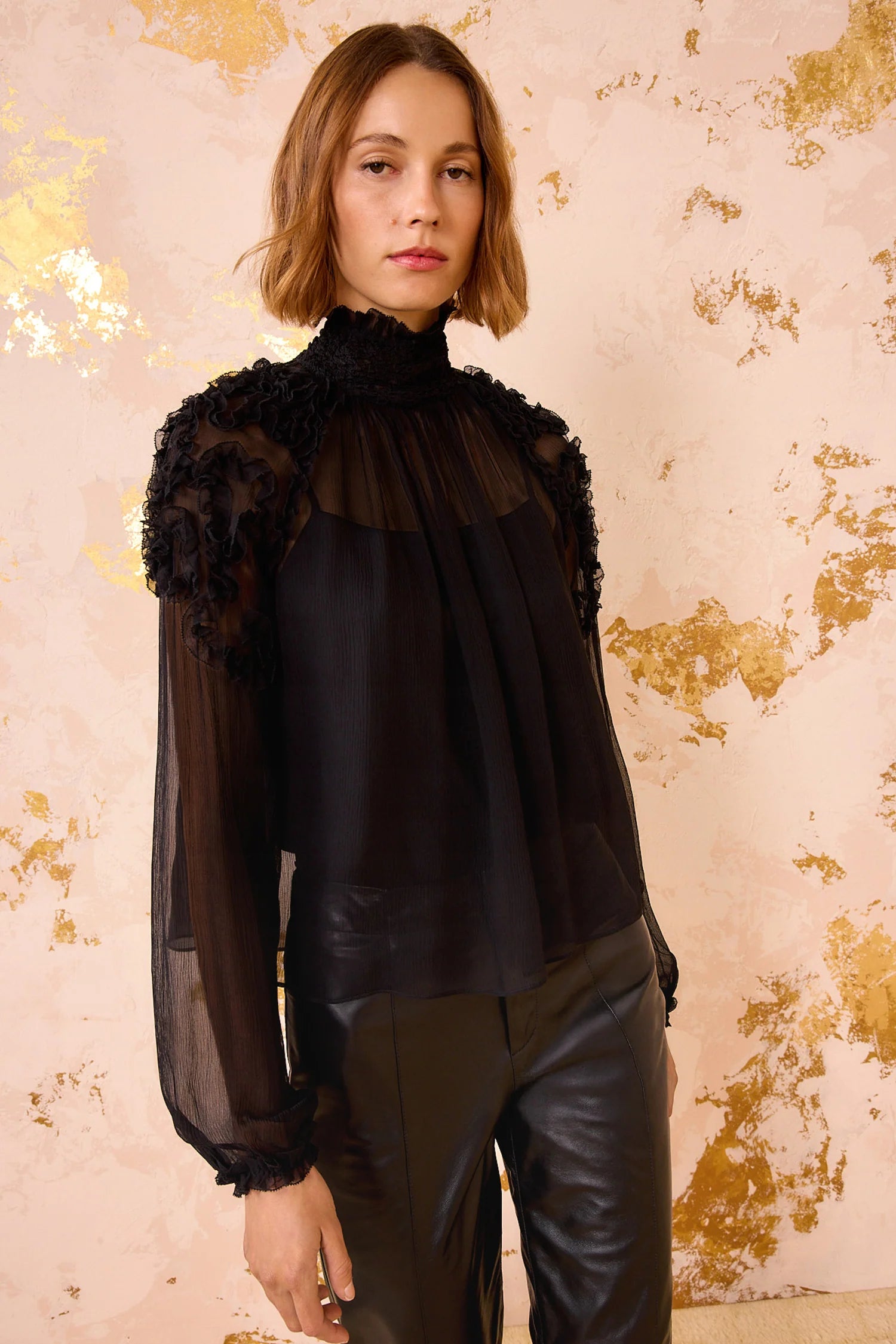 Magdalena Silk Smocked Long Sleeve - Noir by Ulla Johnson | 25 South Boutiques