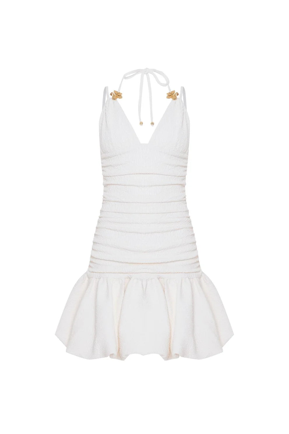 Breeze Jacquard Slower Mini Dress - Off White by PatBo — view 4