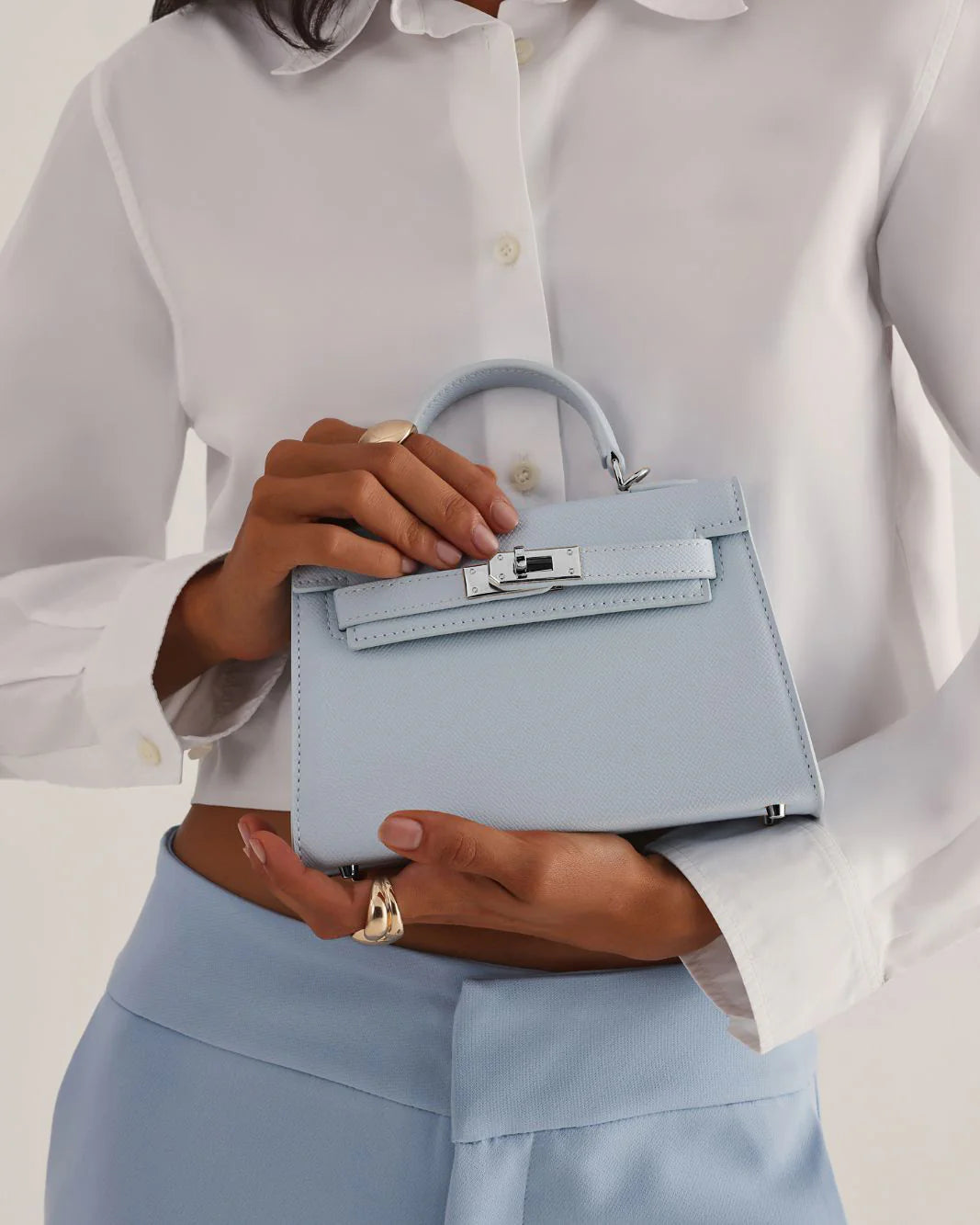 Hariette Handle Bag - Light Blue Saffiano by Billini — view 3