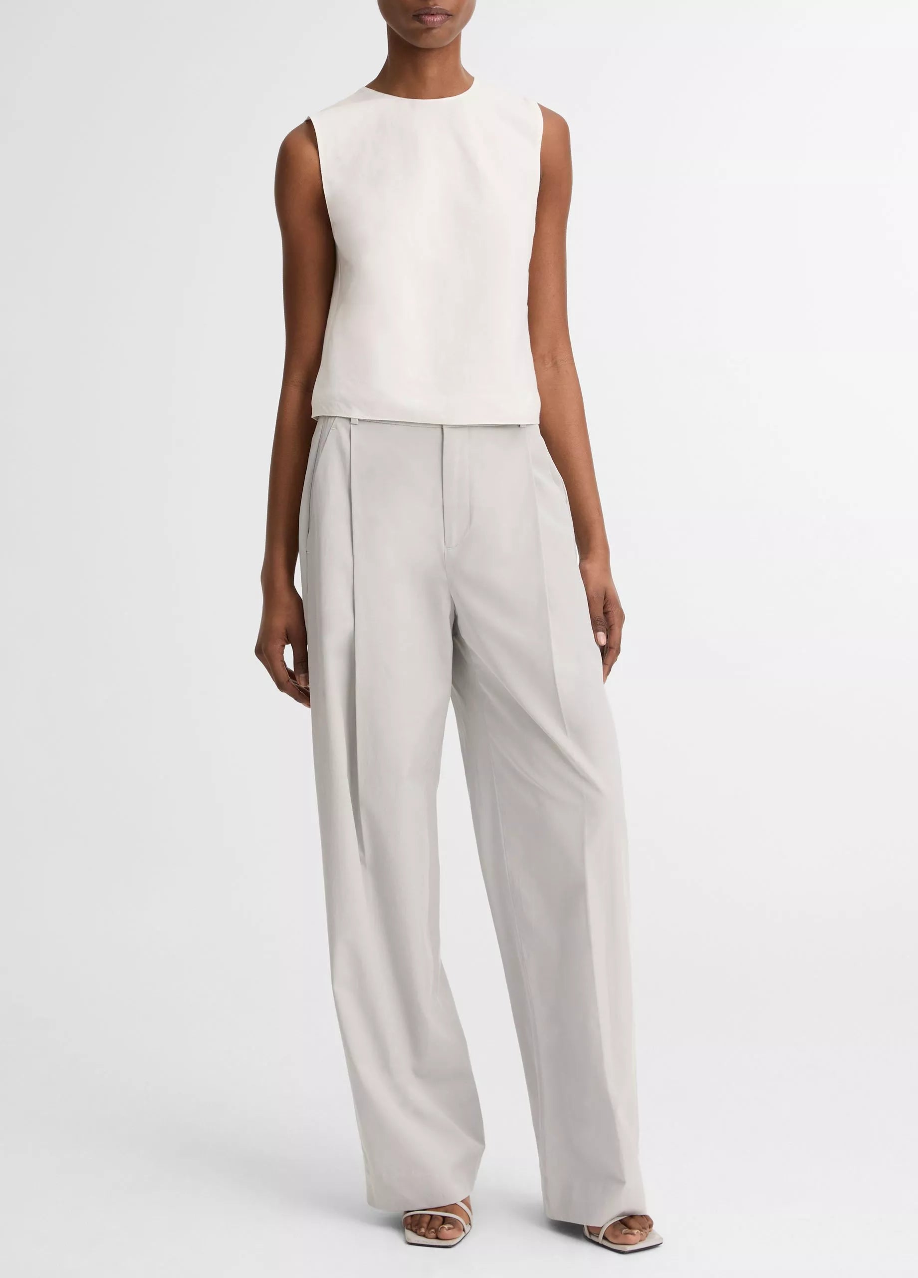 Linen Crew Neck Tank - Optic White by Vince — view 4