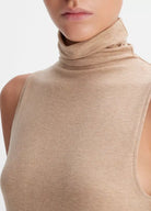 Sleeveless Turtleneck Top - Heather Cashew by Vince — view 3