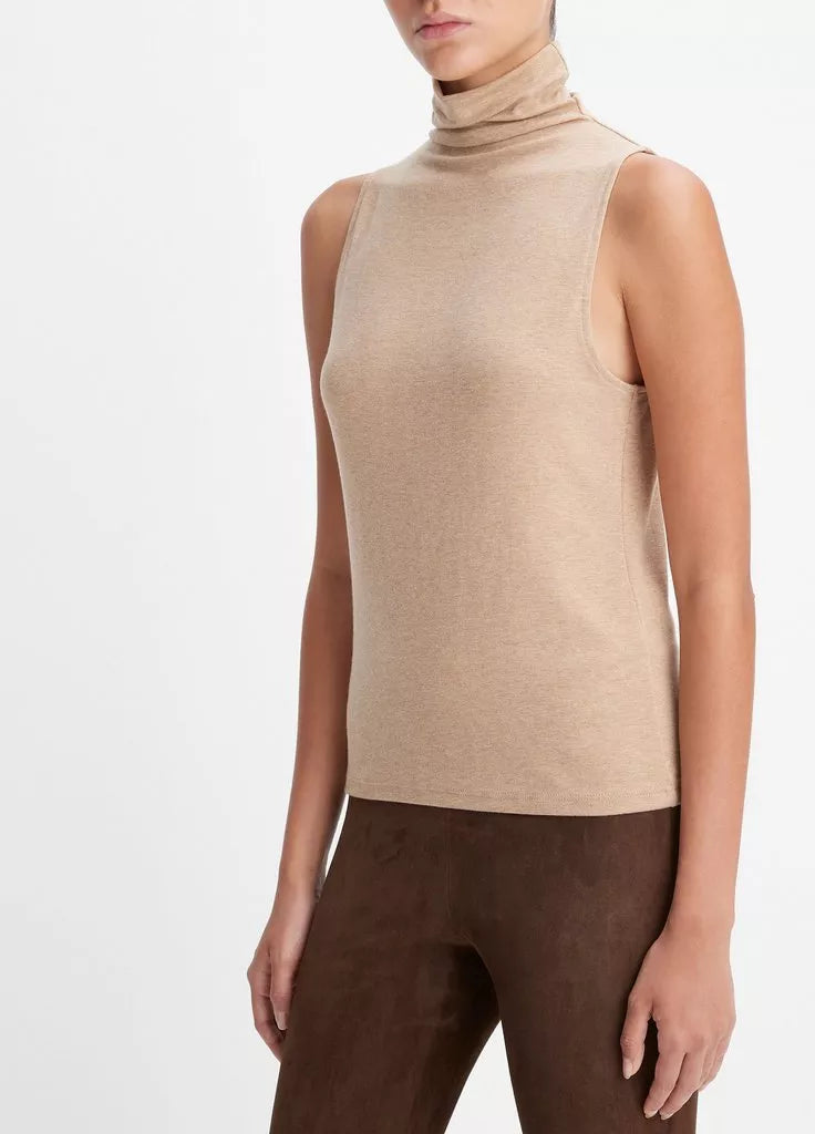 Sleeveless Turtleneck Top - Heather Cashew by Vince | 25 South Boutiques