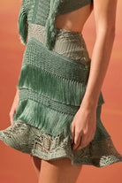 Samba Fringe Cut Out Mini Dress - Green by PatBo — alternate view