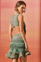 Samba Fringe Cut Out Mini Dress - Green by PatBo — view 3