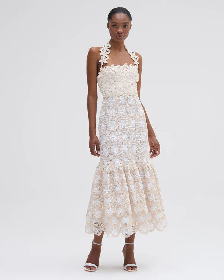 Crochet Midi Dress - Natural Off White by PatBo | 25 South Boutiques
