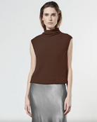 Sleeveless Knit Turtleneck Top - Saddle Brown by Enza Costa | 25 South Boutiques
