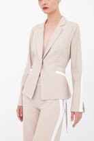 Bexley Notched Collar Contrast Stripe Blazer - Nude by Elaine Kim | 25 South Boutiques