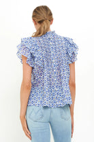 Pintuck Ruffle Top - Veranda Blue by Oliphant — alternate view