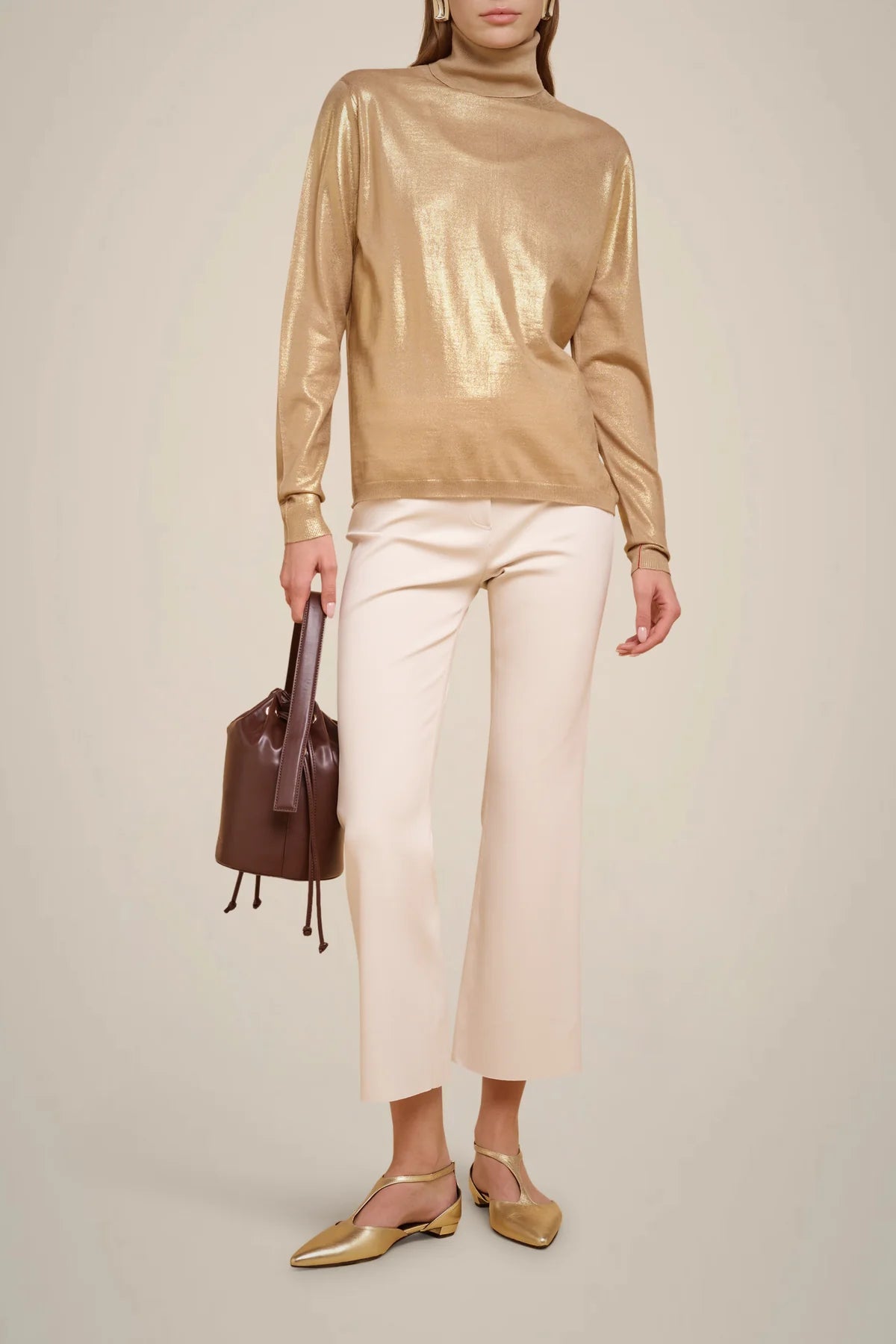 Ankle Flared Trousers - Almond by Liviana Conti | 25 South Boutiques